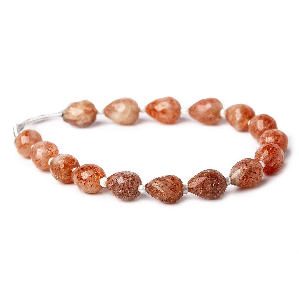 8x6mm Sunstone straight drilled faceted teardrop 8 inch 16 pieces - The Bead Traders