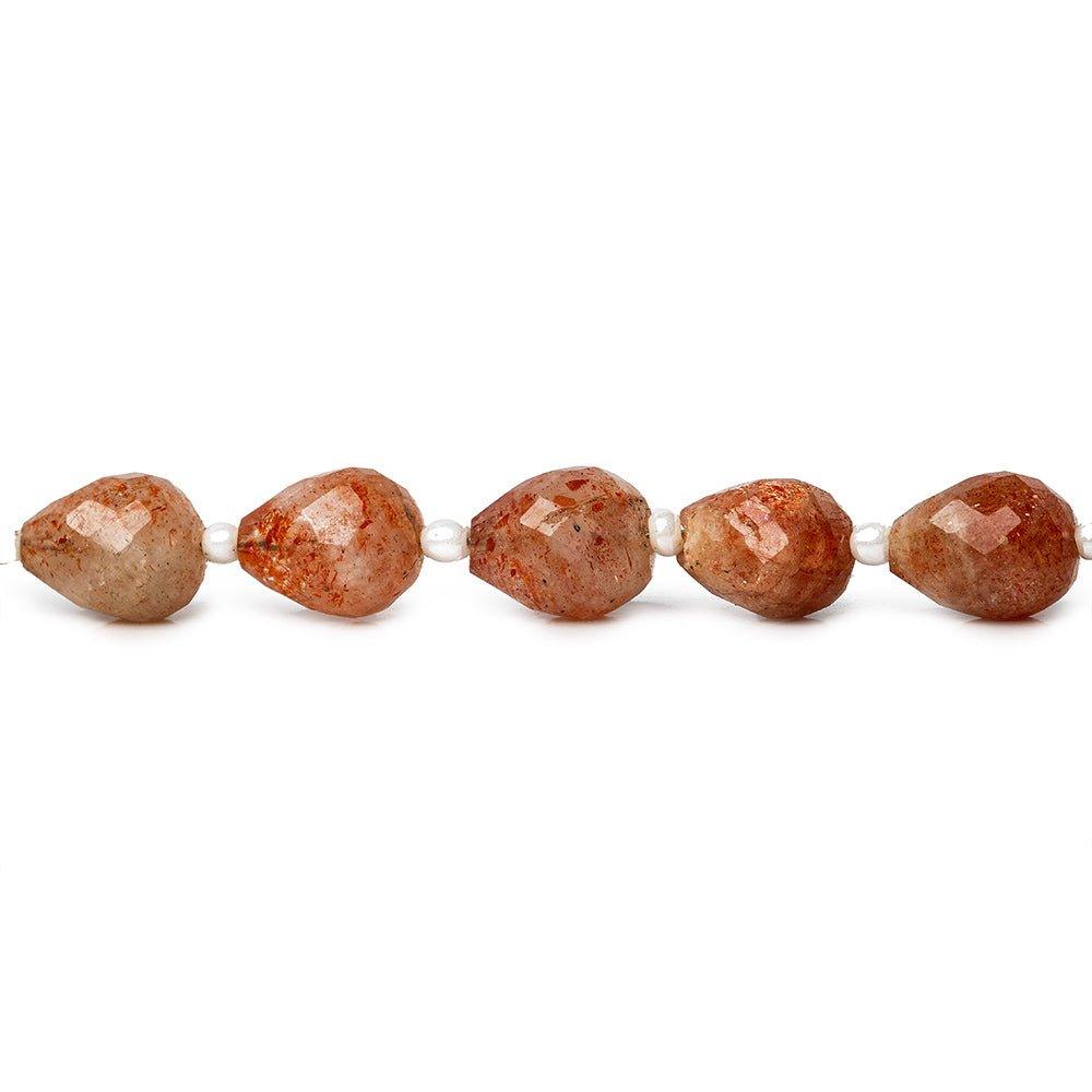 8x6mm Sunstone straight drilled faceted teardrop 8 inch 16 pieces - The Bead Traders