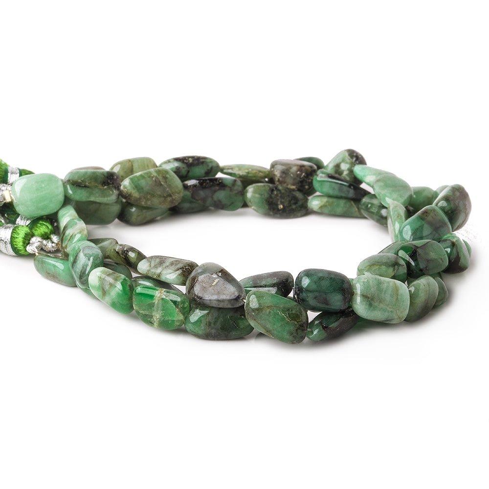 8x7-12x7mm Emerald plain nugget beads 8.5 inch 19 pieces - The Bead Traders