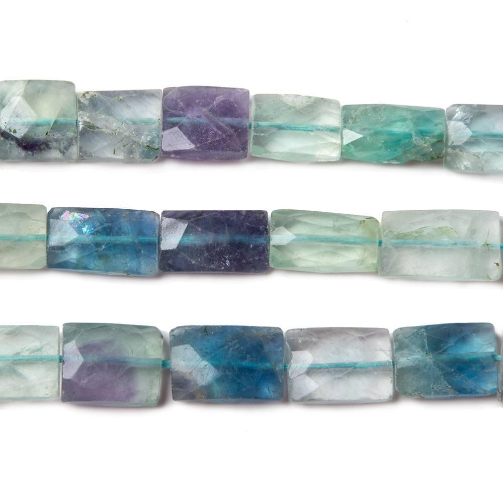 8x7-12x7mm Multi Color Fluorite faceted Rectangle Beads 16 inch 30 pieces - The Bead Traders
