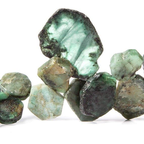 8x7-20x16mm Brazilian Emerald Top Drilled Natural Slices 8 inches 34 Beads - The Bead Traders