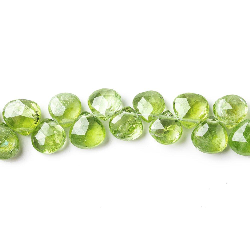 8x7mm-9x8mm Peridot Faceted Heart Beads 8 inch 45 pieces - The Bead Traders