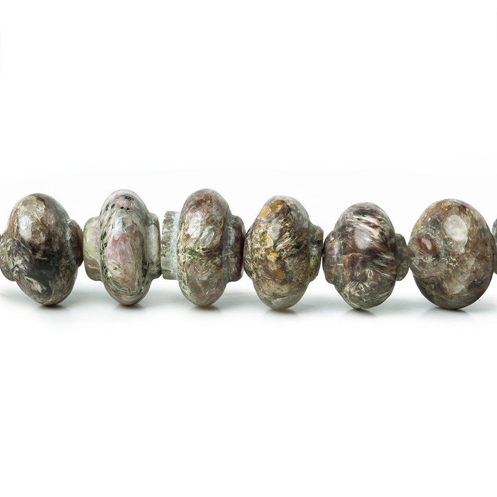 8x8-11.5x7.5mm Charoite lantern-like fancy rondelle beads 18 inches 62 pieces - The Bead Traders