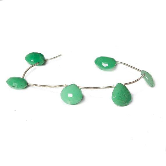 8x8- 12x12mm Chrysoprase Faceted Heart 6 inches 6 Beads - The Bead Traders