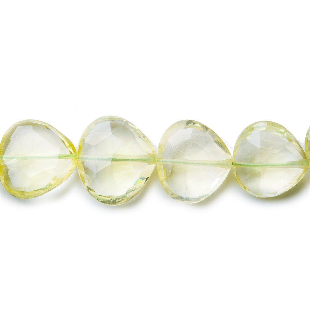 8x8-12x12mm Lemon Quartz straight drill faceted hearts 16 inch 45 pieces - The Bead Traders