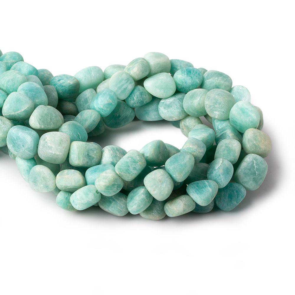 8x8-12x8mm Matte Amazonite tumbled plain nuggets 13 inch 27 beads A - The Bead Traders