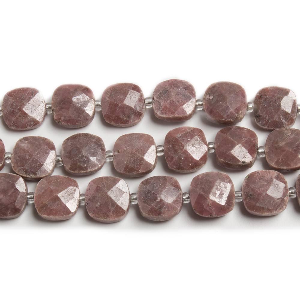 8x8-9x9mm Dark Rhodonite faceted pillow beads 13.5 inch 31 pieces - The Bead Traders