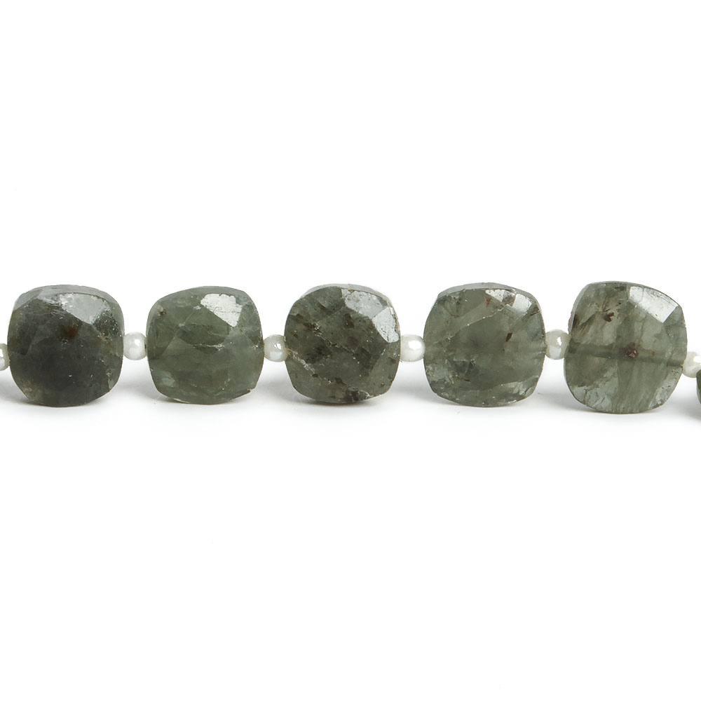 8x8-9x9mm Moss Aquamarine faceted pillows 14 inch 33 beads - The Bead Traders
