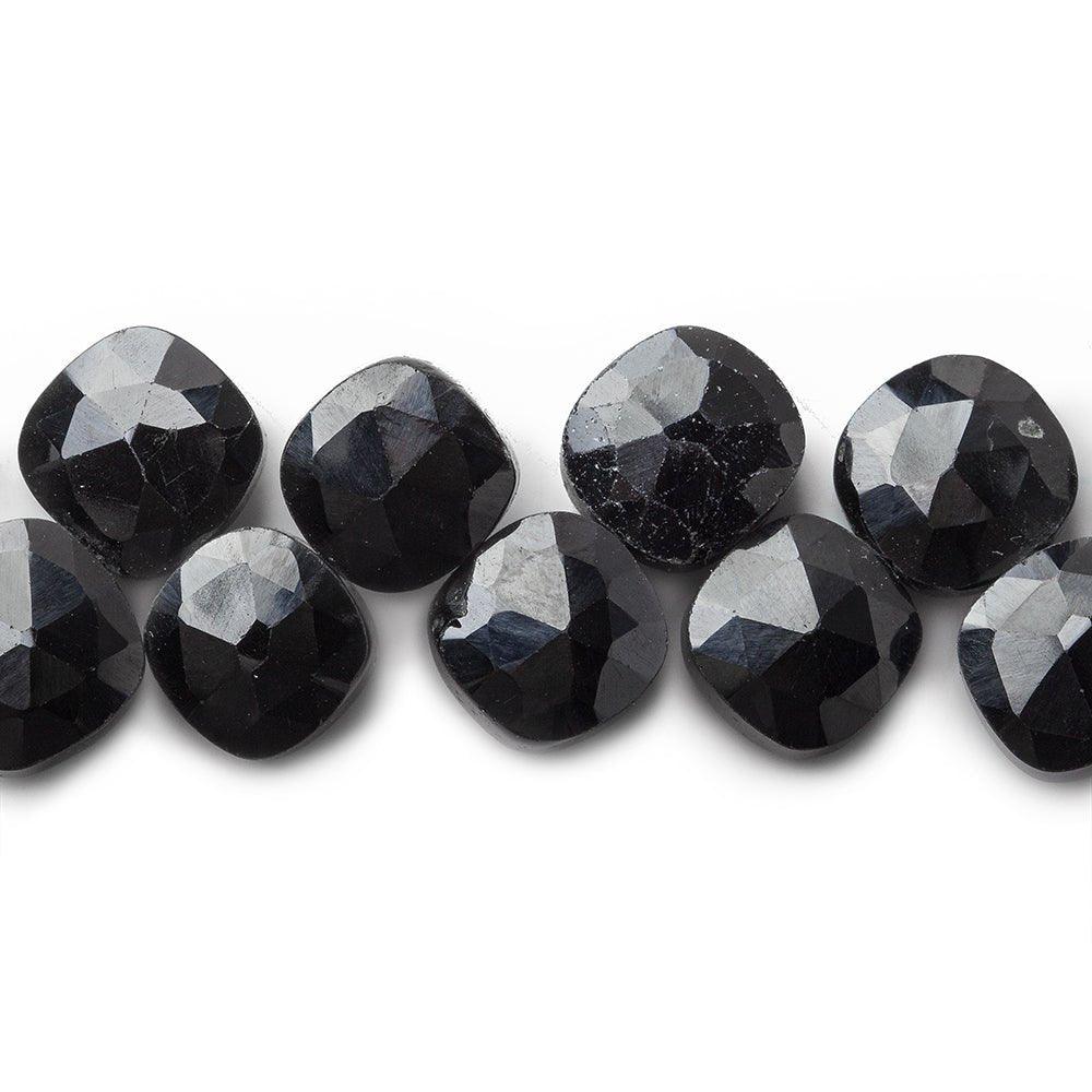 8x8mm Black Spinel Faceted Pillow Beads 8 inch 45 pieces - The Bead Traders