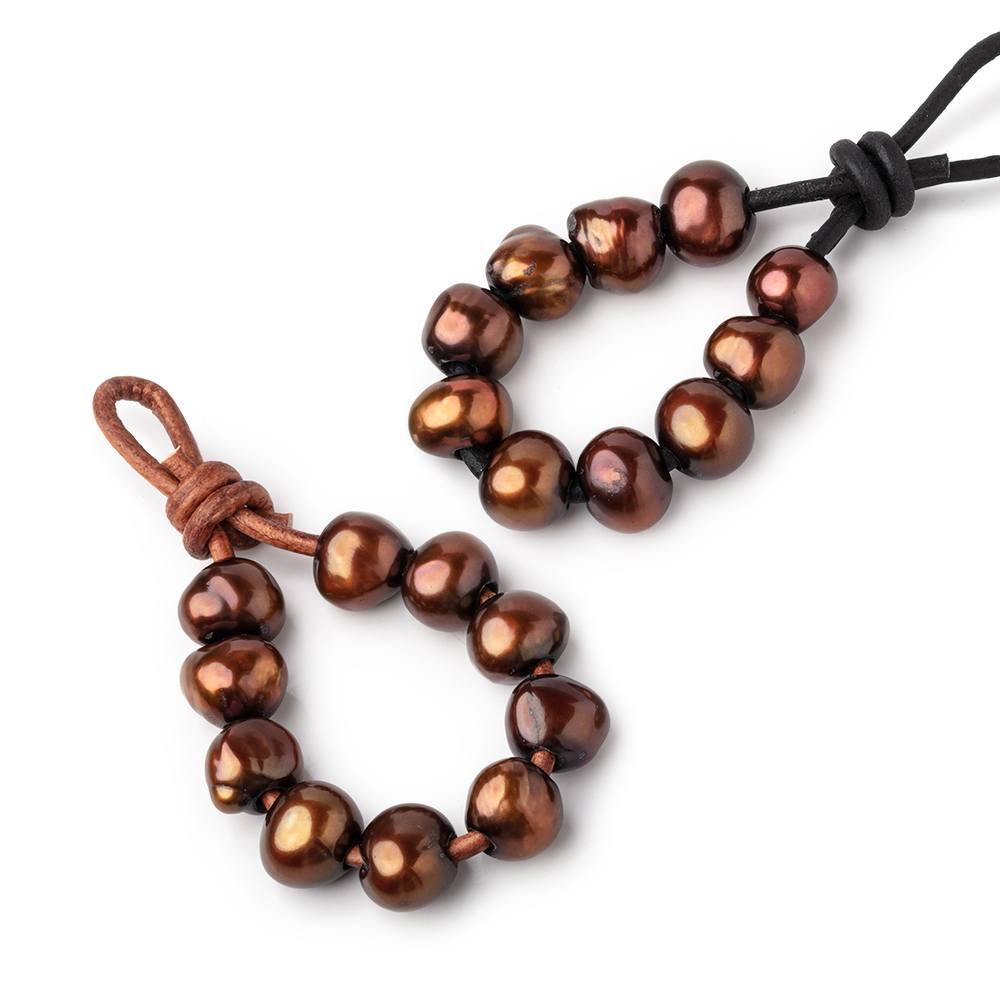 9-10mm Milk Chocolate Brown Baroque 2.5mm Large Hole Pearls 10pcs - The Bead Traders