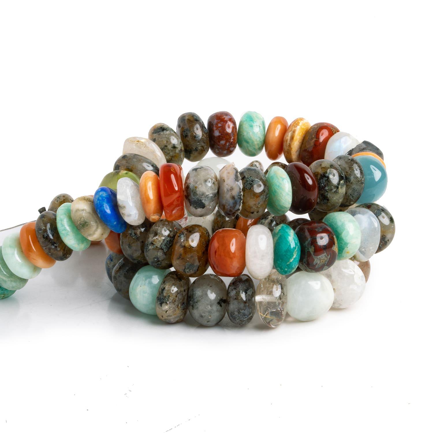 9-10mm Multi Gemstone Plain Rondelles 16 inch 75 beads - The Bead Traders
