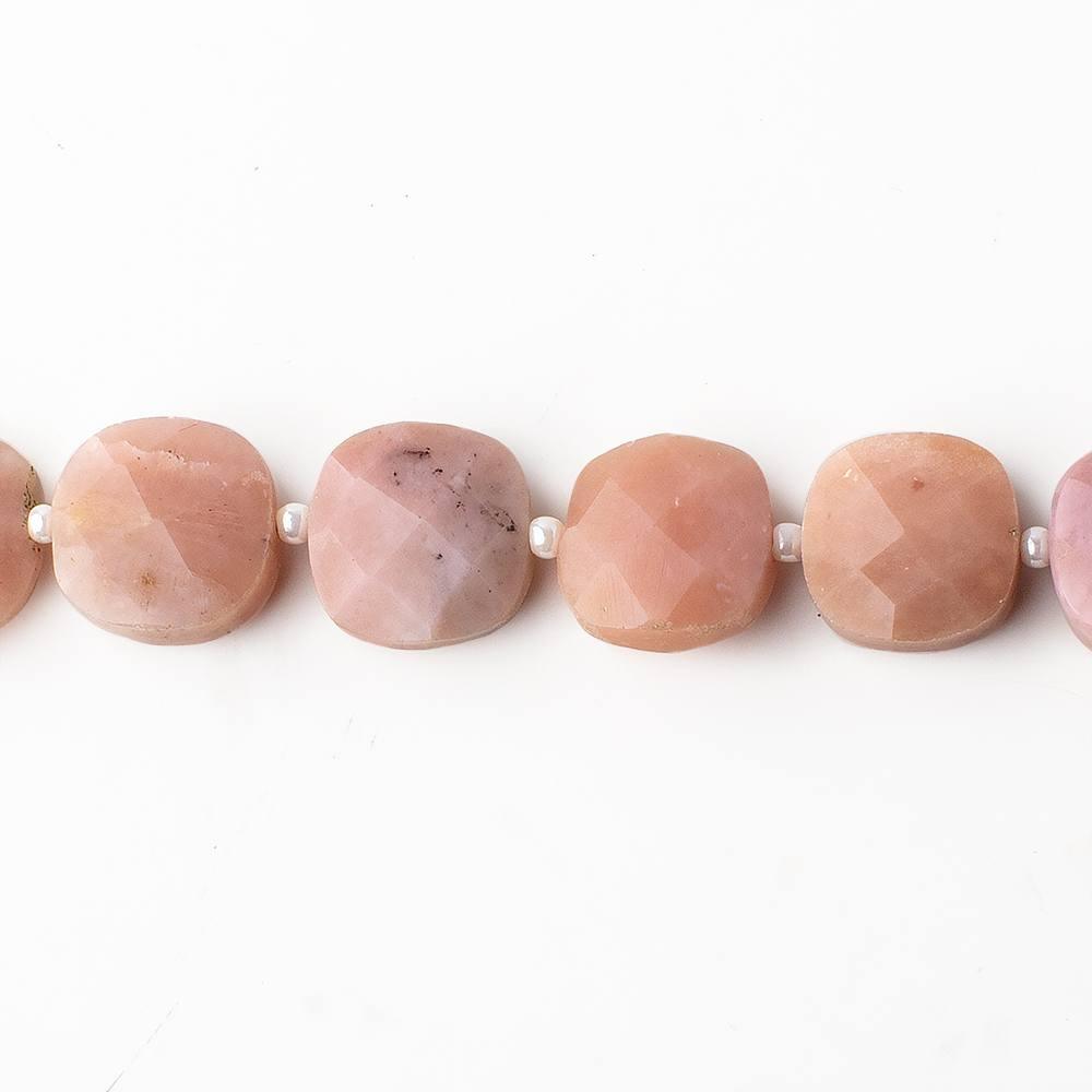9-10mm Pink Peruvian Opal faceted pillow beads 14 inch 29 pieces - The Bead Traders