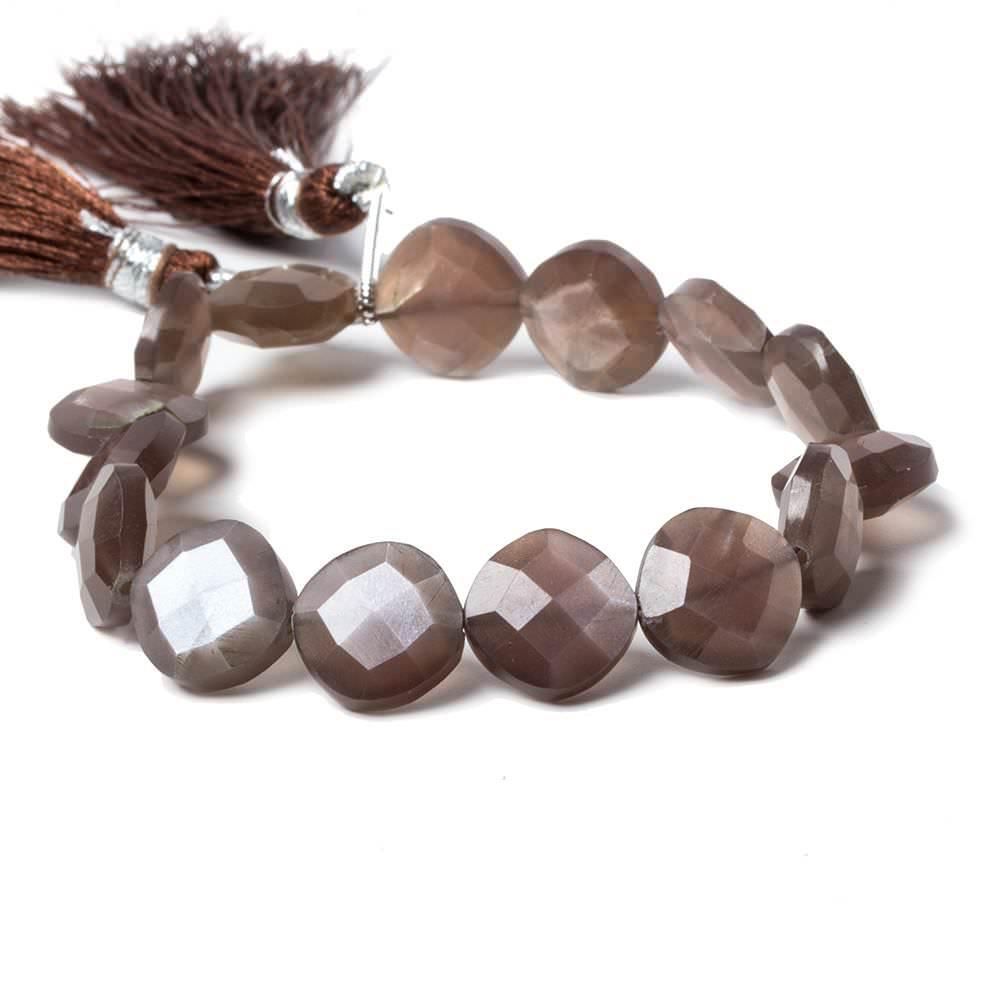 9-11mm Chocolate Moonstone faceted pillow beads 7 inch 15 pieces - The Bead Traders