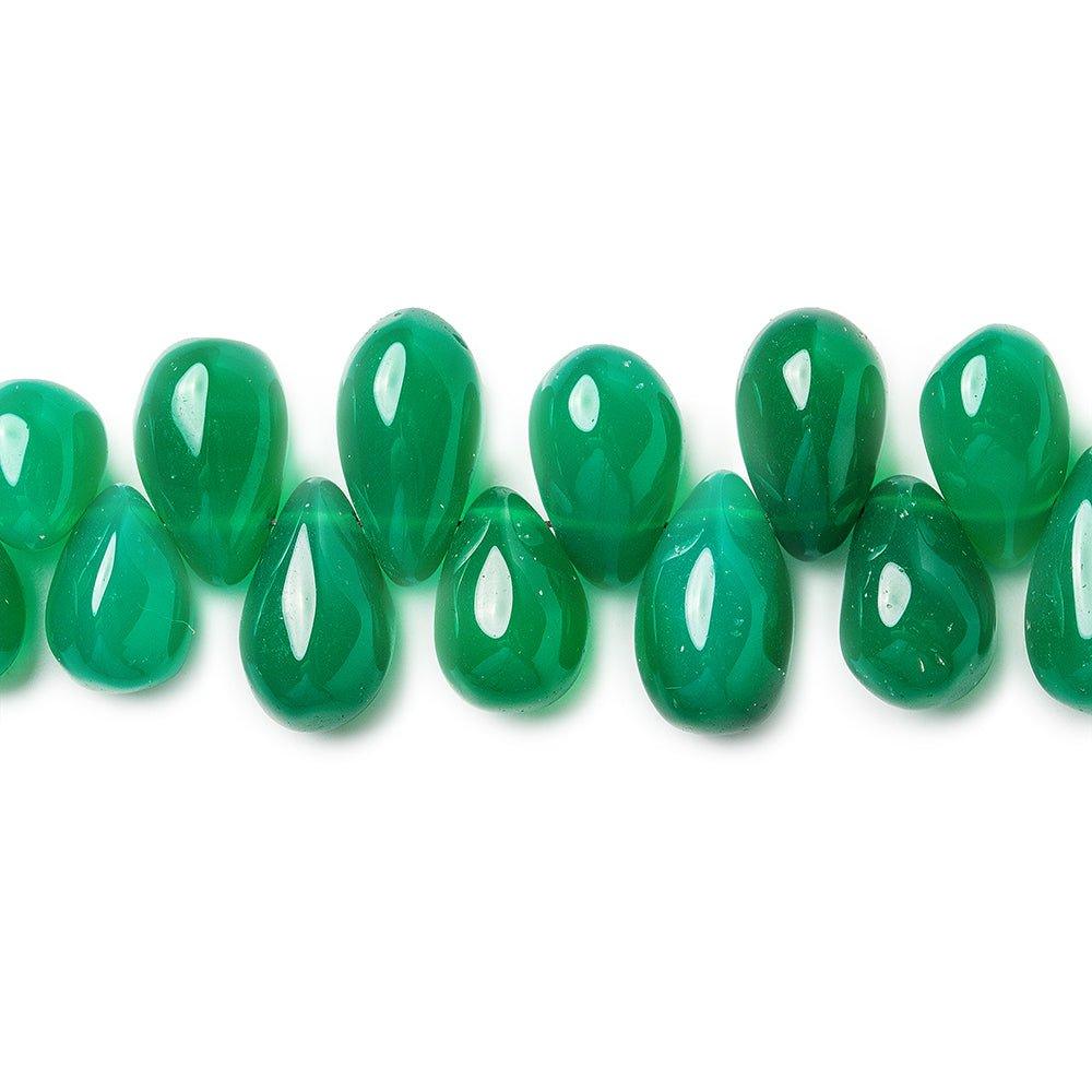 9-11mm Green Chalcedony plain teardrop Beads 8 inch 43 pieces - The Bead Traders