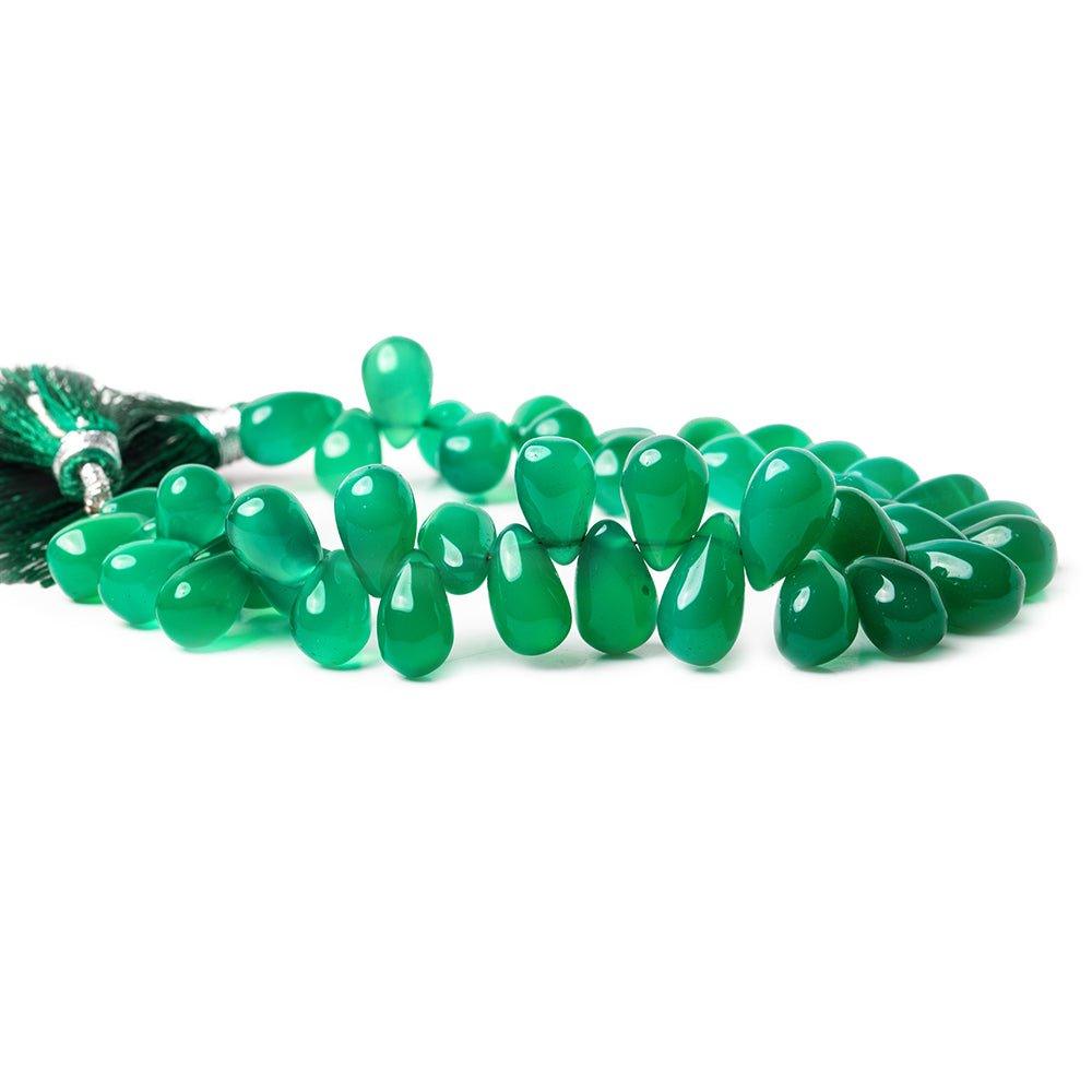 9-11mm Green Chalcedony plain teardrop Beads 8 inch 43 pieces - The Bead Traders