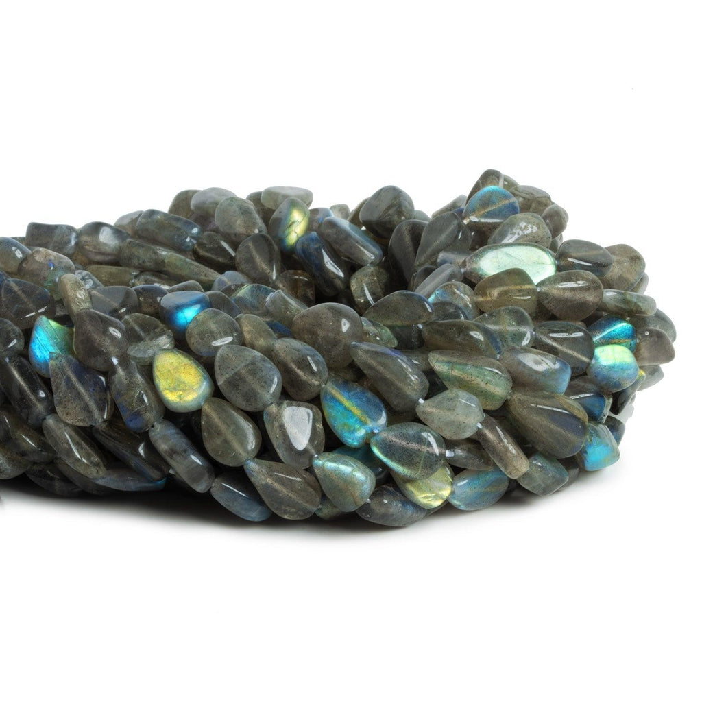 9-11mm Labradorite Straight Drilled Plain Pear Beads 13 inch 32 pieces - The Bead Traders
