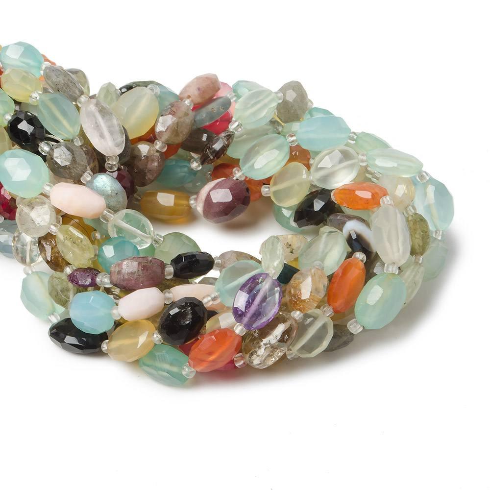 9-11mm Multi-Gemstone Faceted Oval Beads, 14 inch - The Bead Traders