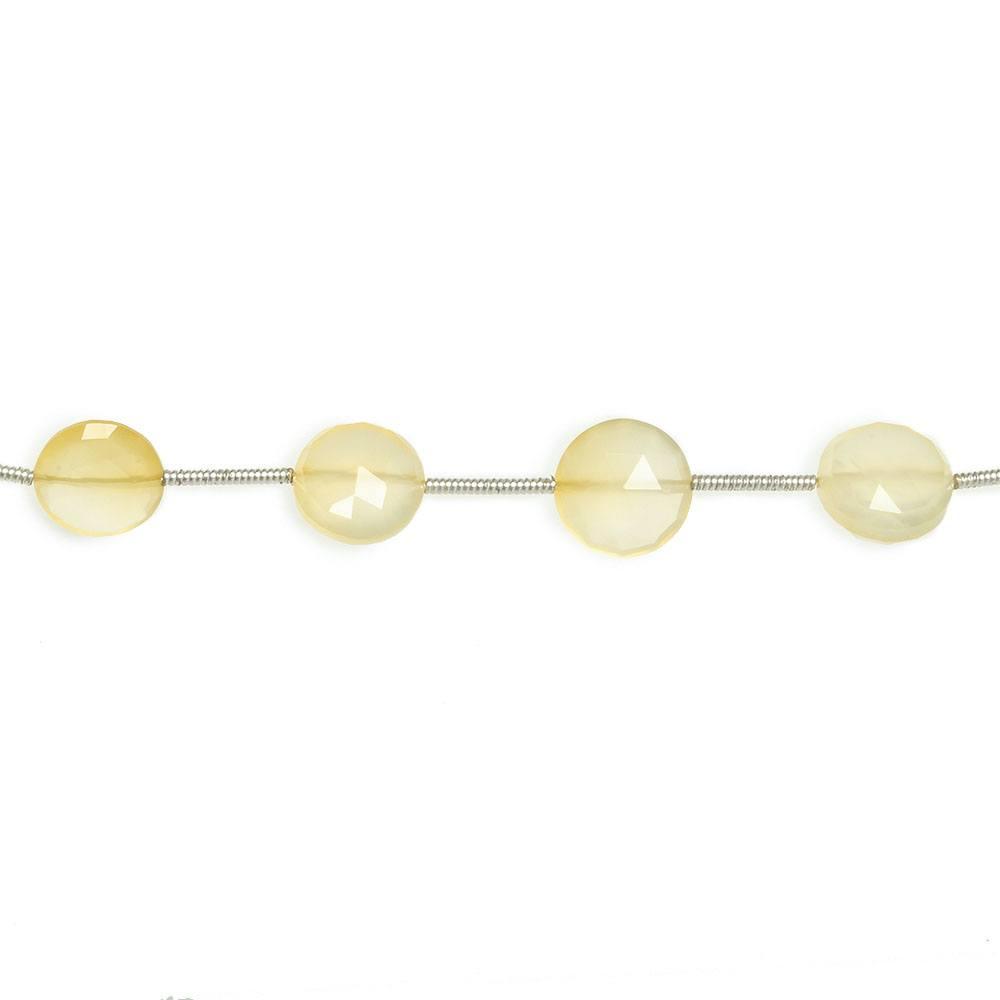 9-11mm Warm Chiffon Yellow Chalcedony faceted coin beads 7 inch 11 pieces - The Bead Traders