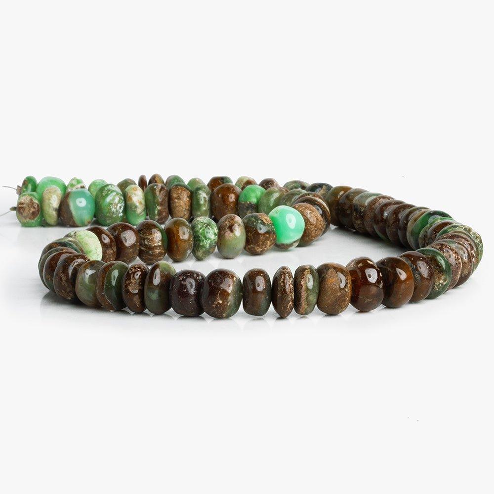 9-12mm Chrysoprase with Matrix Plain Rondelle Beads 16 inch 68pcs - The Bead Traders