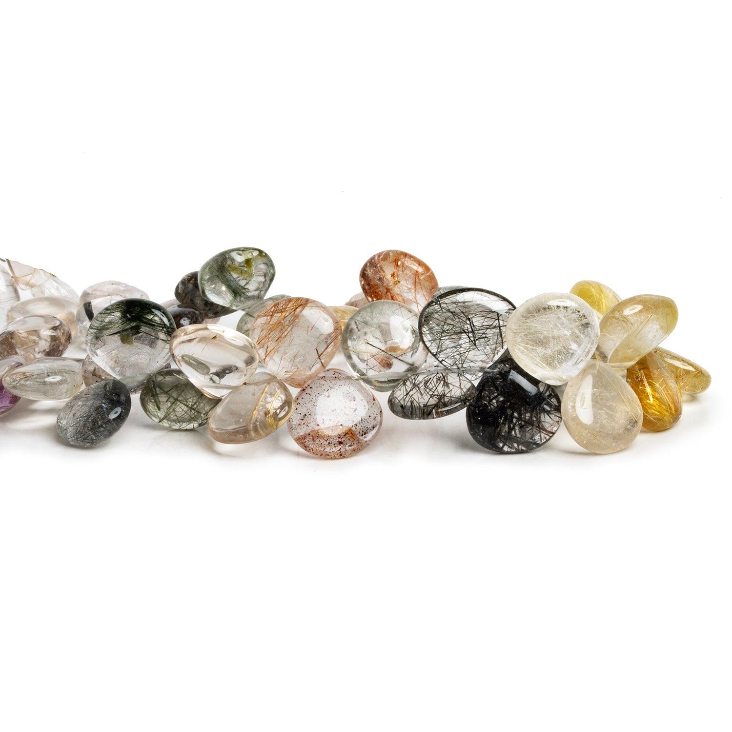 9-12mm Multi Rutilated Quartz Hearts 8 inch 43 beads - The Bead Traders