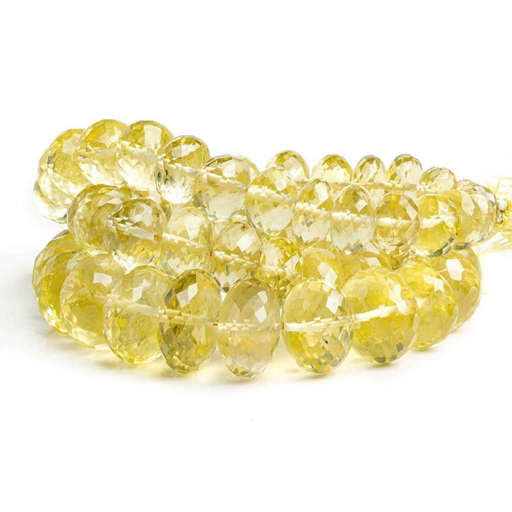 9-13.5mm graduated Lemon Quartz faceted rondelle beads 16 inch 60 pieces - The Bead Traders