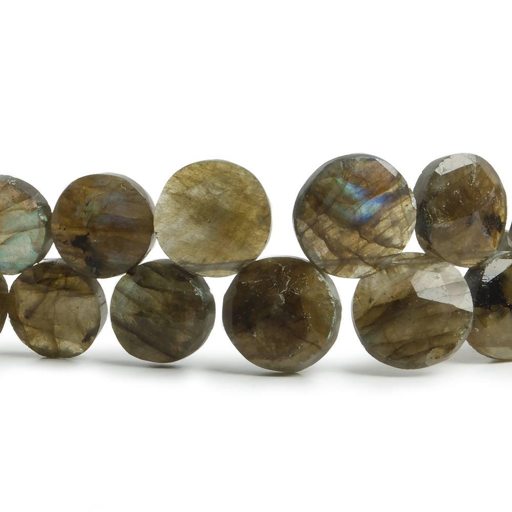 9-13.5mm Labradorite top drilled faceted coin beads 8 inch 35 pieces - The Bead Traders