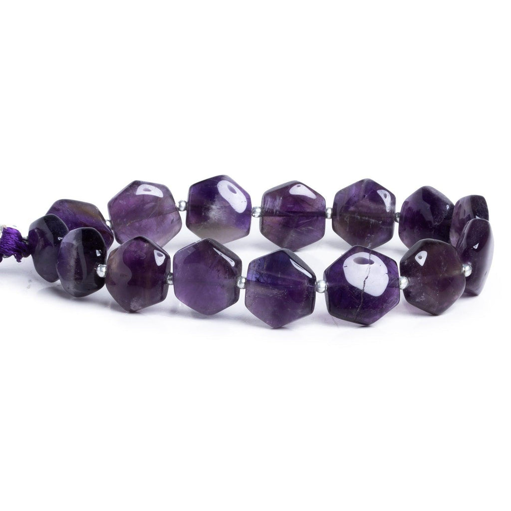 9-13mm Amethyst Plain Hexagons 8 inch 15 beads - The Bead Traders