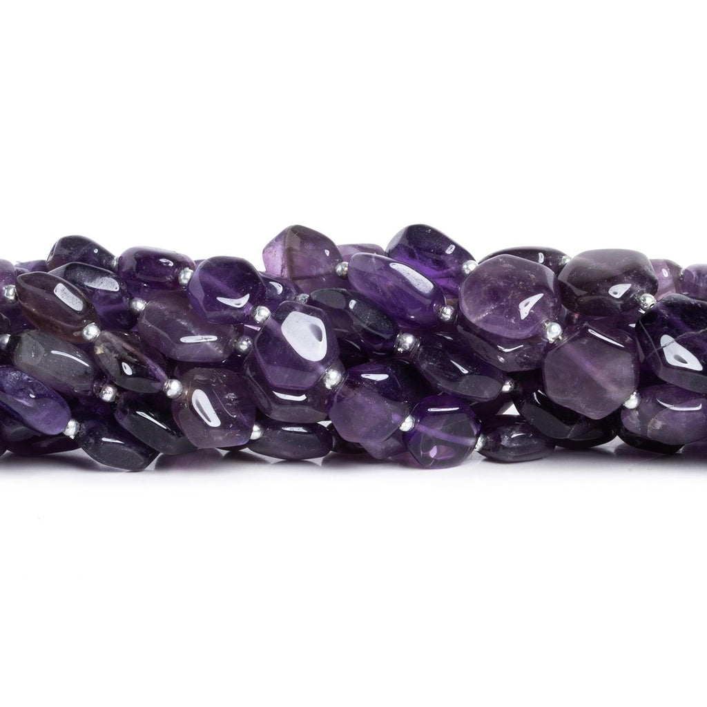 9-13mm Amethyst Plain Hexagons 8 inch 15 beads - The Bead Traders