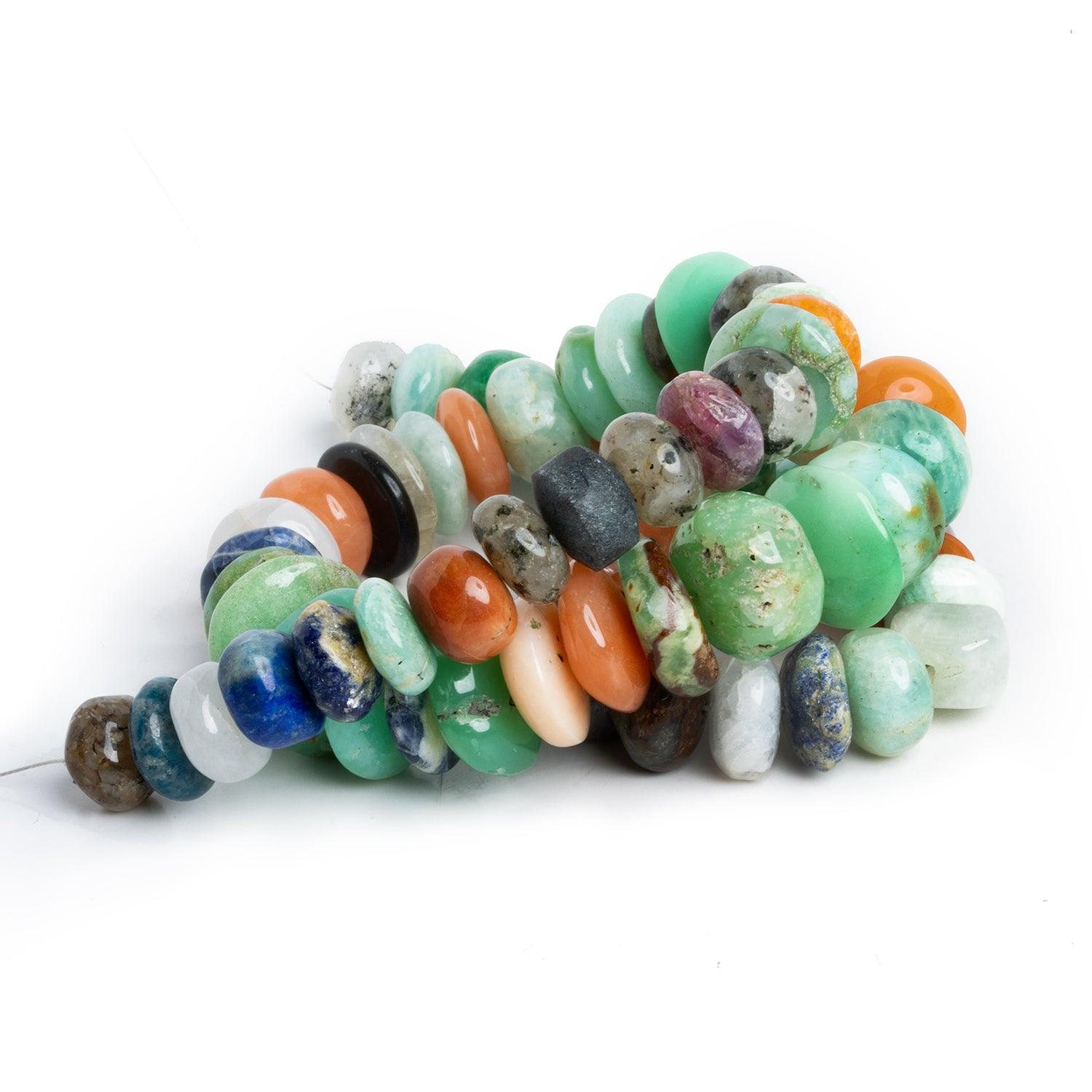 9-13mm Multi Gemstone Plain Rondelles 16 inch 68 beads - The Bead Traders