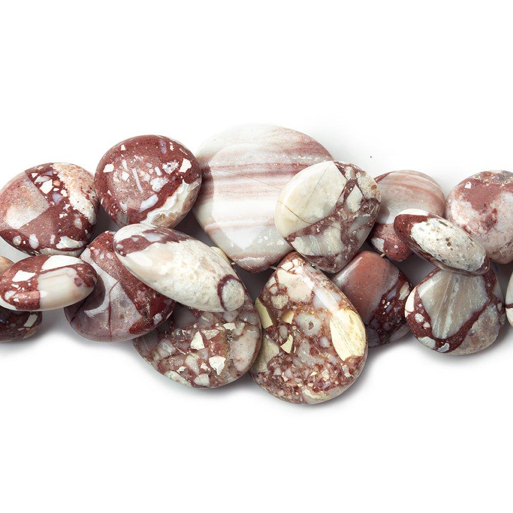 9 - 18mm Red and Grey Brecciated Jasper Plain Heart Beads 7 inch 43 pieces - The Bead Traders