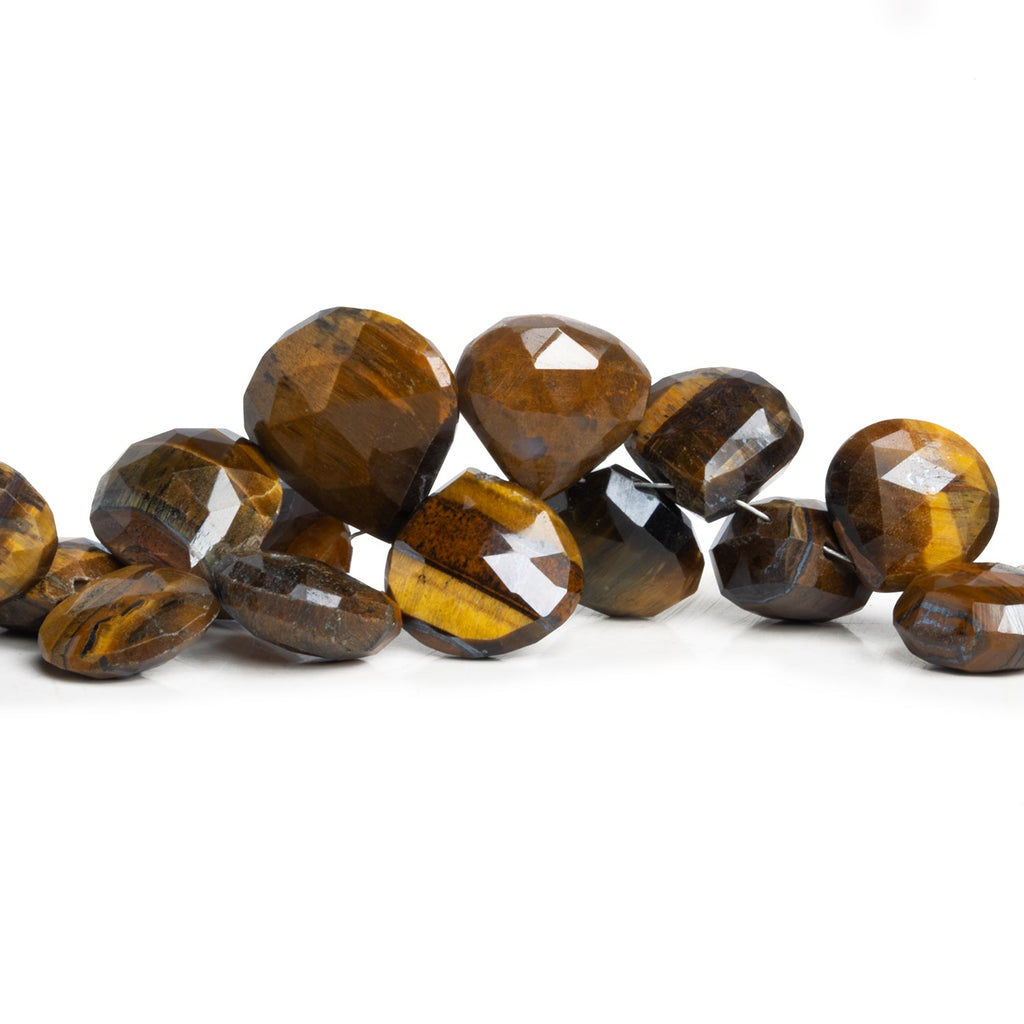 9-19mm Tiger's Eye Faceted Hearts 9 inch 45 beads - The Bead Traders