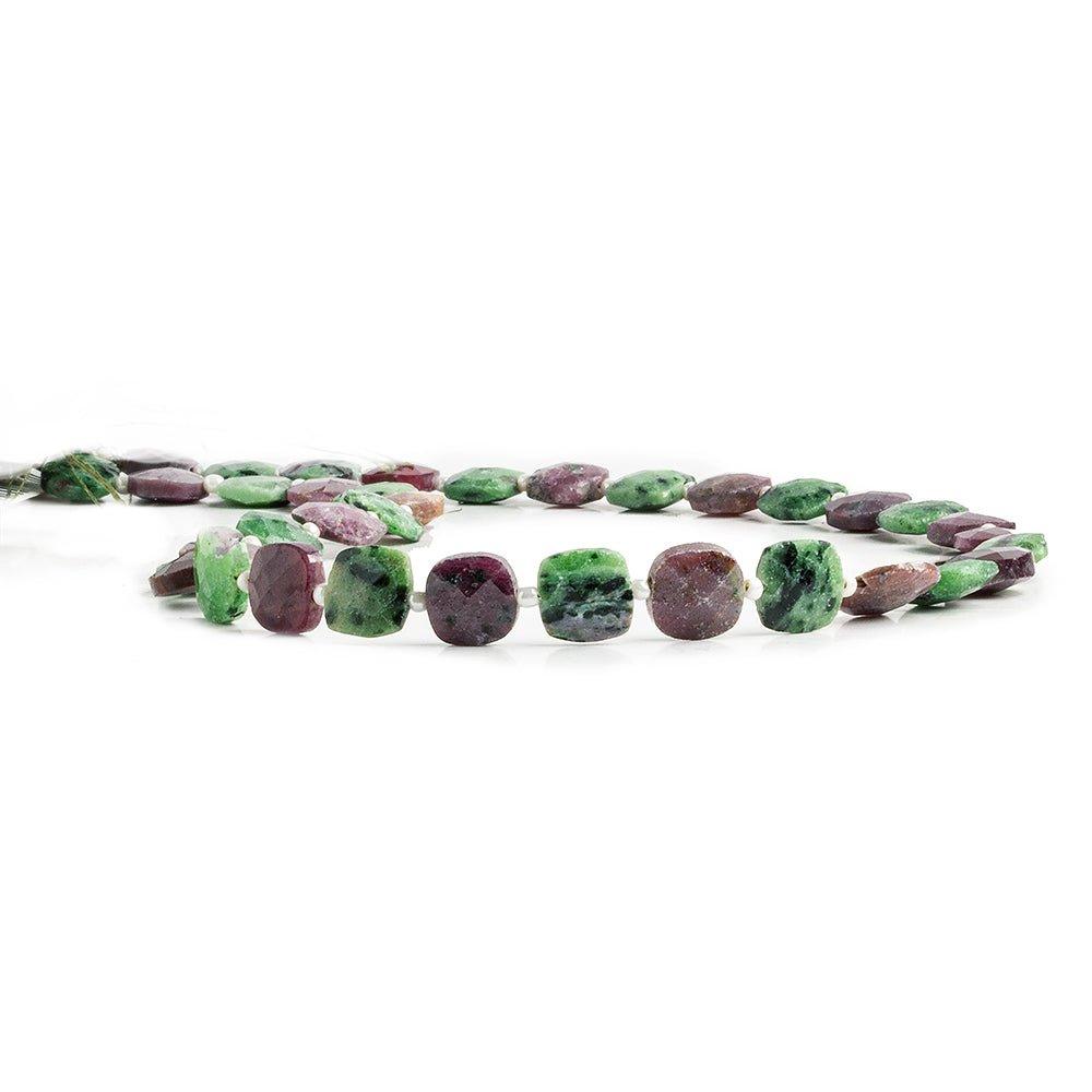 9.5-10.5mm Ruby in Zoisite faceted pillow beads 13.5 inch 29 pieces - The Bead Traders