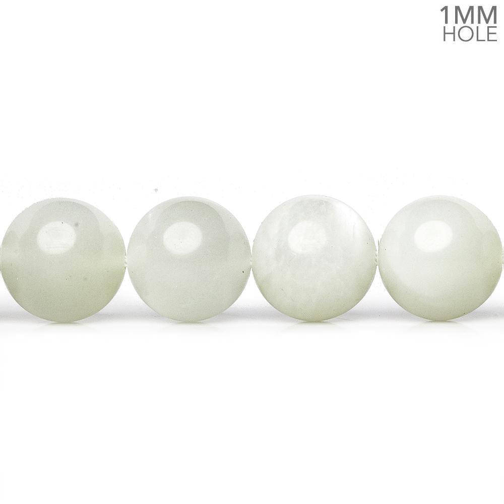 9.5-10mm Grey Moonstone plain rounds 38 beads 15 inch - The Bead Traders