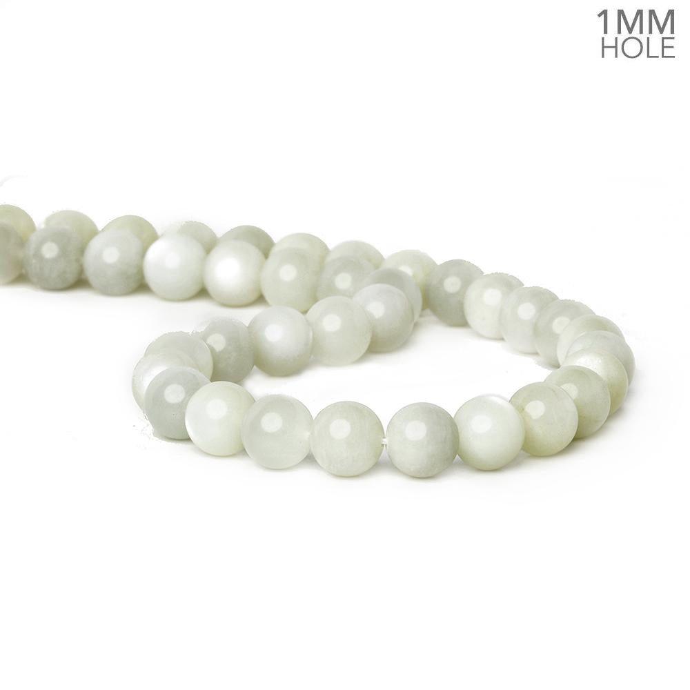 9.5-10mm Grey Moonstone plain rounds 38 beads 15 inch - The Bead Traders