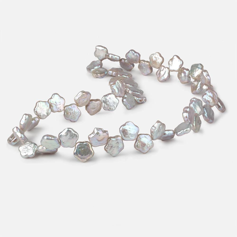 9.5-10mm Silver Star Flower Freshwater Pearls 16 inch 45 pieces - The Bead Traders