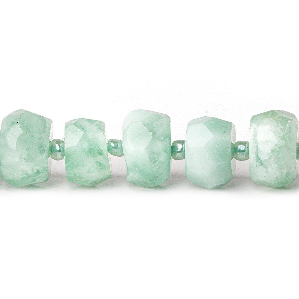9.5-11mm Green Angelite macro faceted rondelle beads 16 inch 47 pieces - The Bead Traders