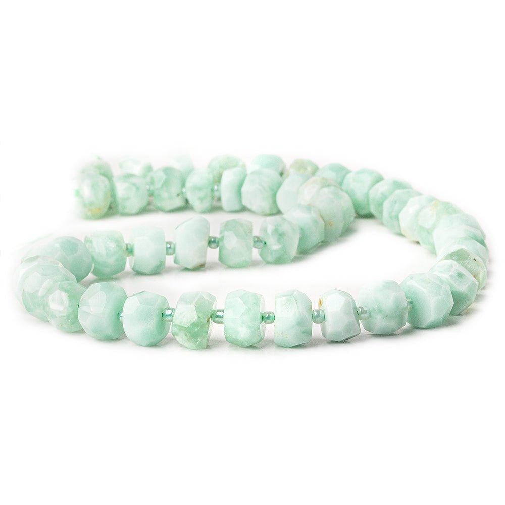 9.5-11mm Green Angelite macro faceted rondelle beads 16 inch 47 pieces - The Bead Traders