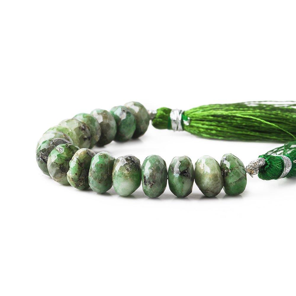 9.5mm Brazilian Emerald faceted rondelle beads 3.5 inch 16 pieces - The Bead Traders