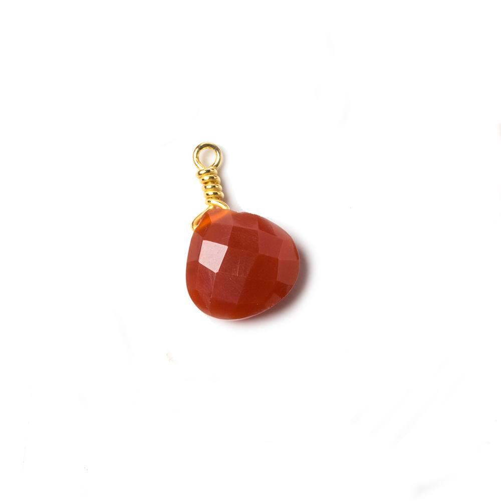 9.5mm Dark Carnelian heart Vermeil Wire Wrapped Focal Bead 1 pc - The Bead Traders
