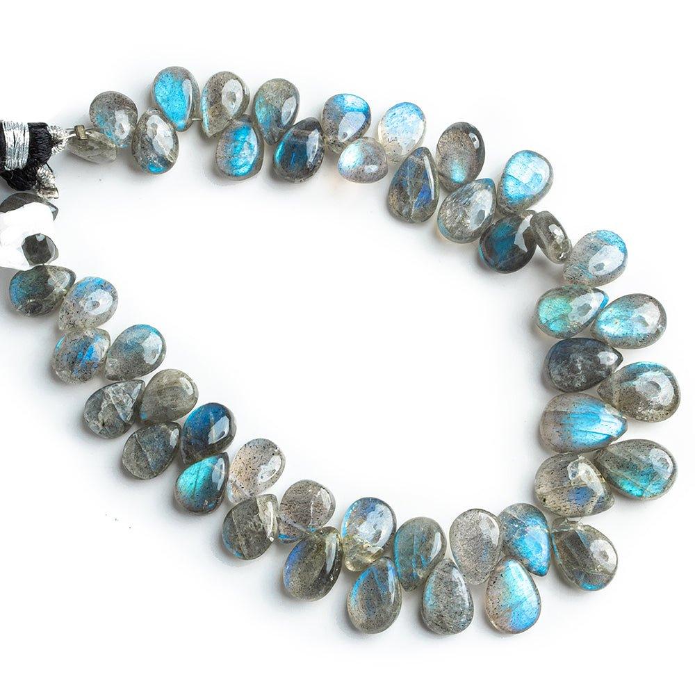 9mm-11mm Labradorite Plain Pear Beads 8.5 inch 45 pieces - The Bead Traders