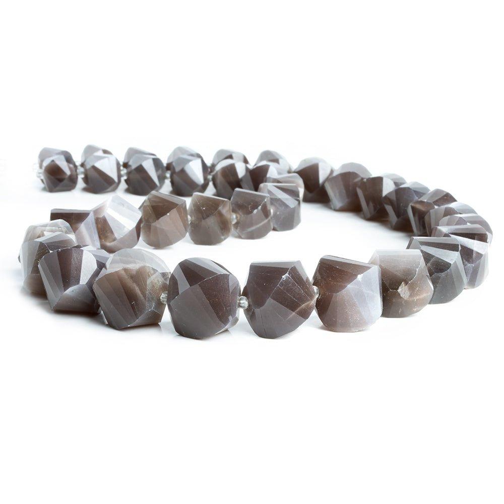 9mm-14mm Chocolate Moonstone Faceted Twist Beads 17 inch 36 pieces - The Bead Traders