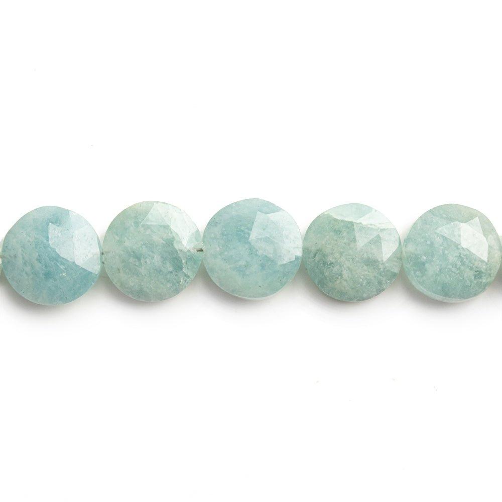 9mm Aquamarine Faceted Coin Beads 8 inch - The Bead Traders