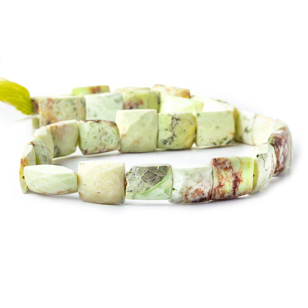 9mm Chrysoprase And Matrix Faceted Rectangle Beads, 15 inch - The Bead Traders