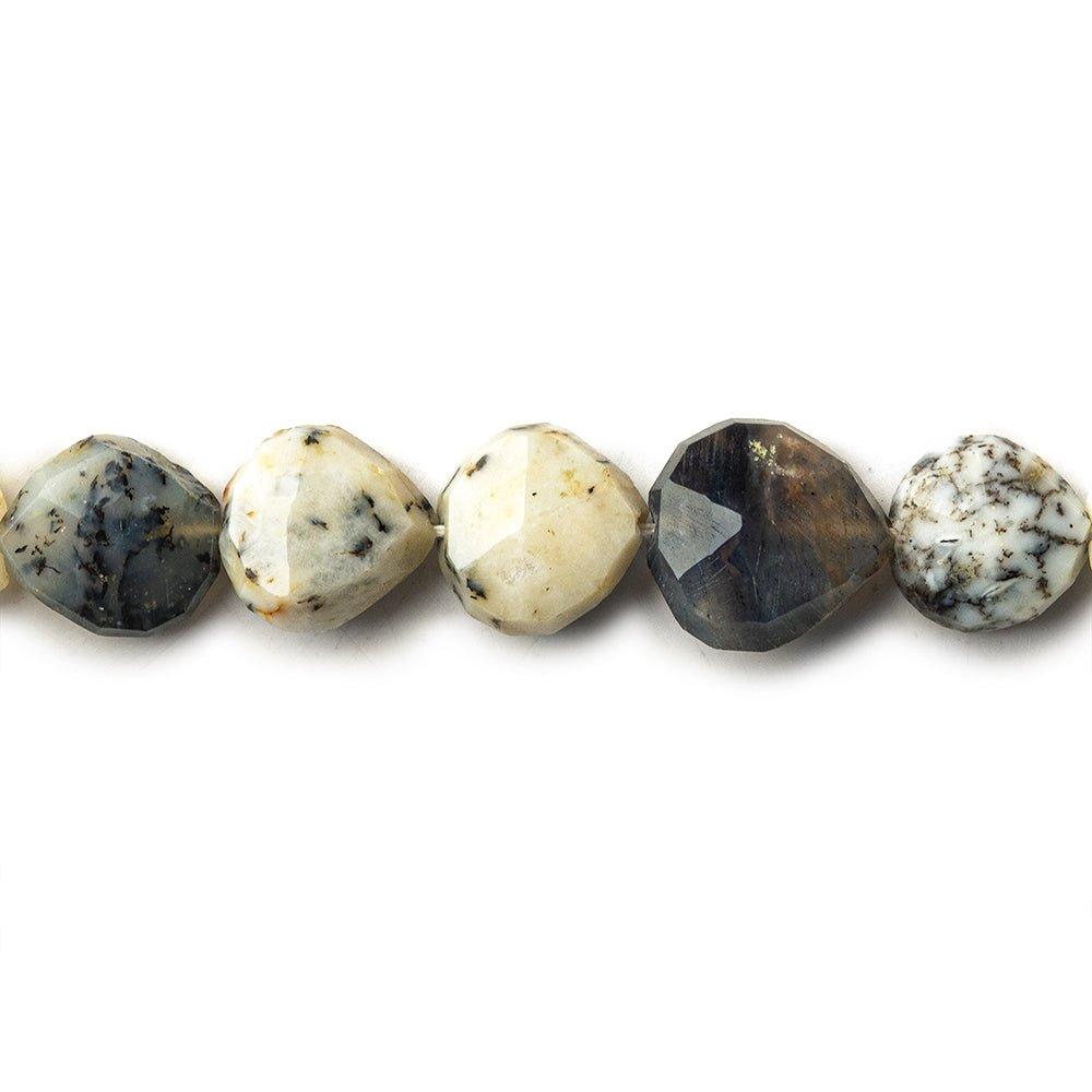 9mm Dendritic Opal Straight Drilled Faceted Heart Beads, 14 inch - The Bead Traders