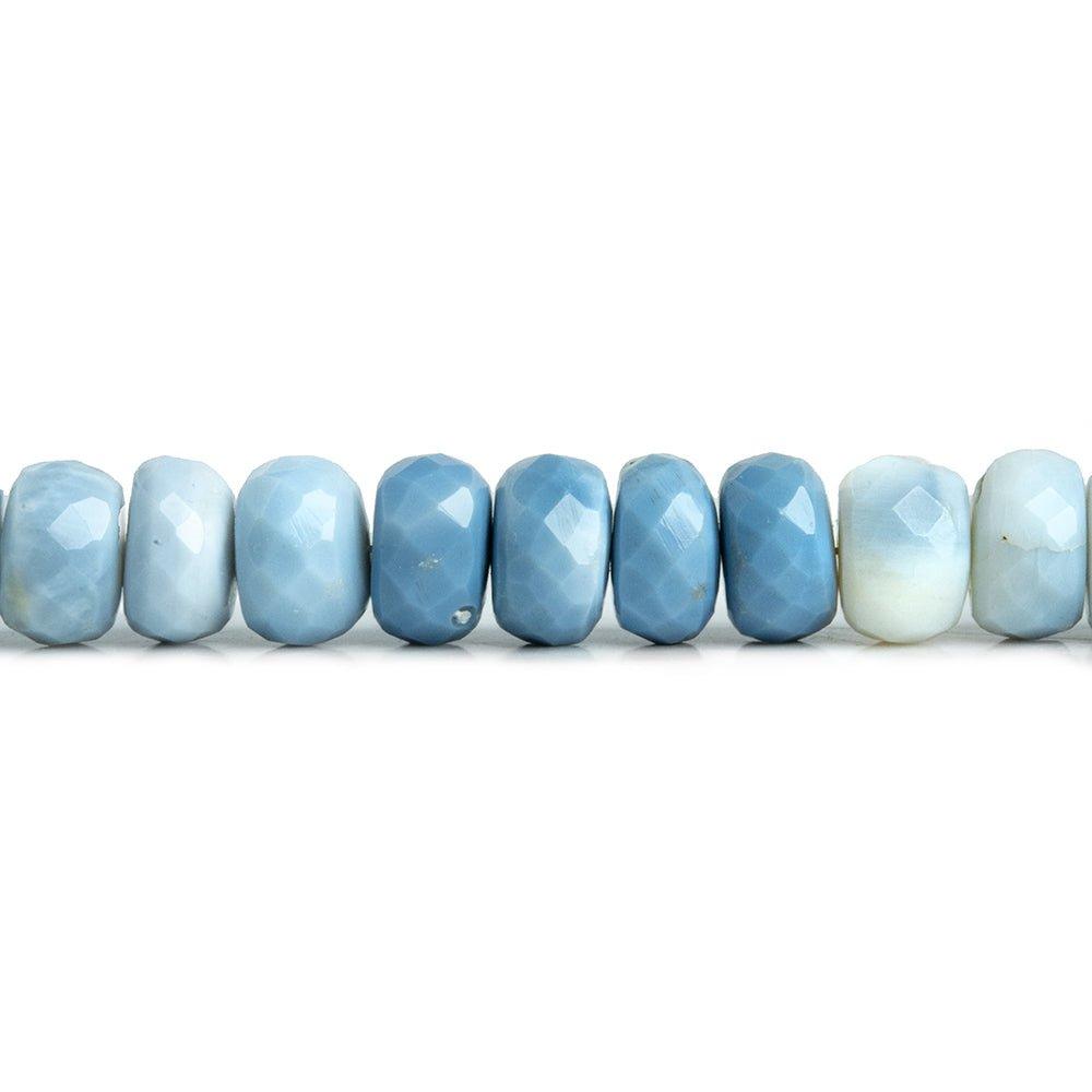 9mm Denim Blue Opal Faceted Rondelle Beads 14 inch 75 pieces - The Bead Traders
