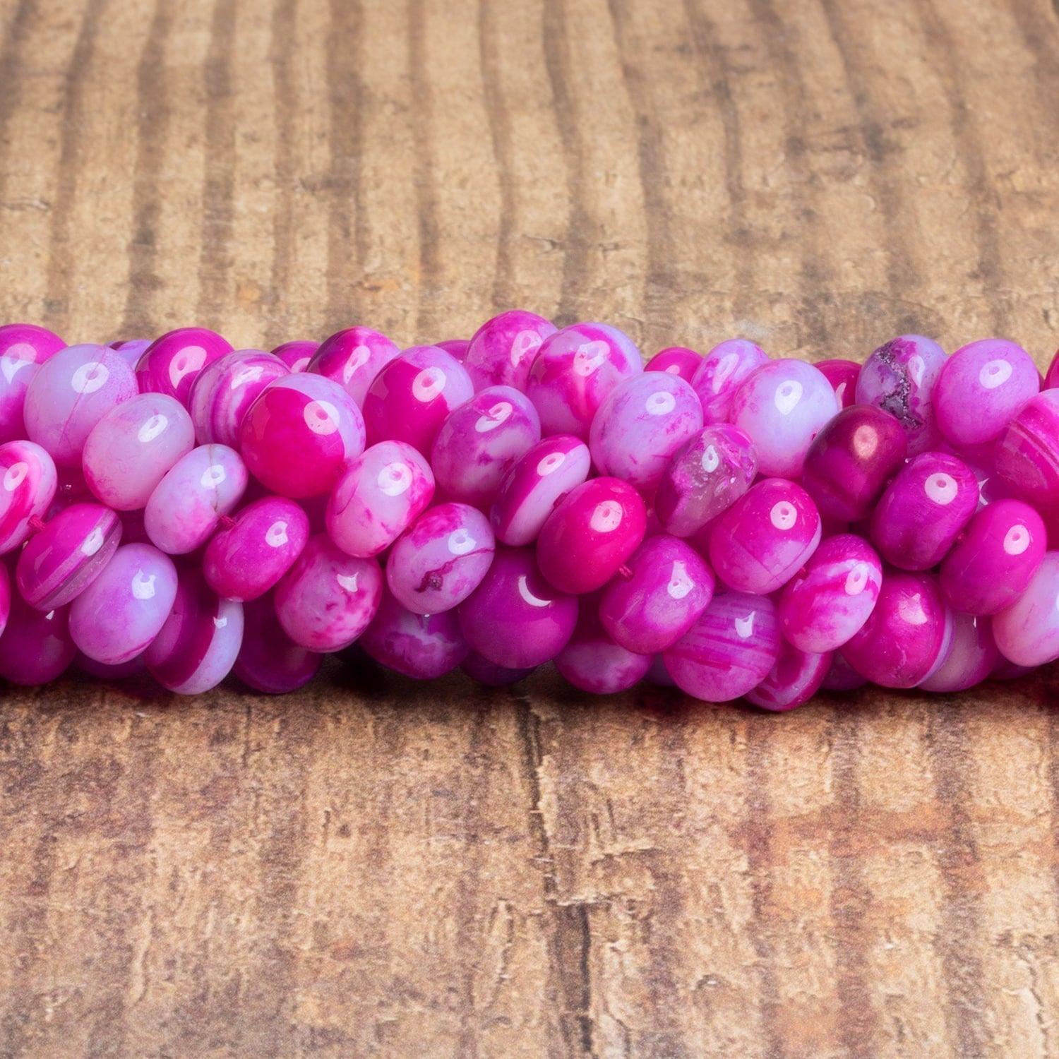 9mm Fuschia Opal Plain Rondelles 16 inch 65 beads - The Bead Traders