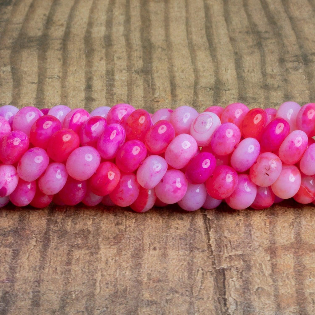 9mm Hot Pink Opal Plain Rondelles 16 inch 65 beads - The Bead Traders