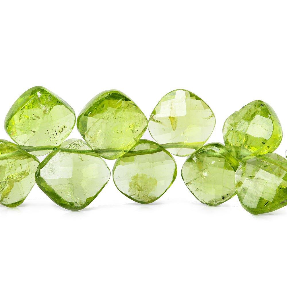 9mm Peridot Corner Drilled Faceted Pillow Beads 45 beads 8 inch - The Bead Traders