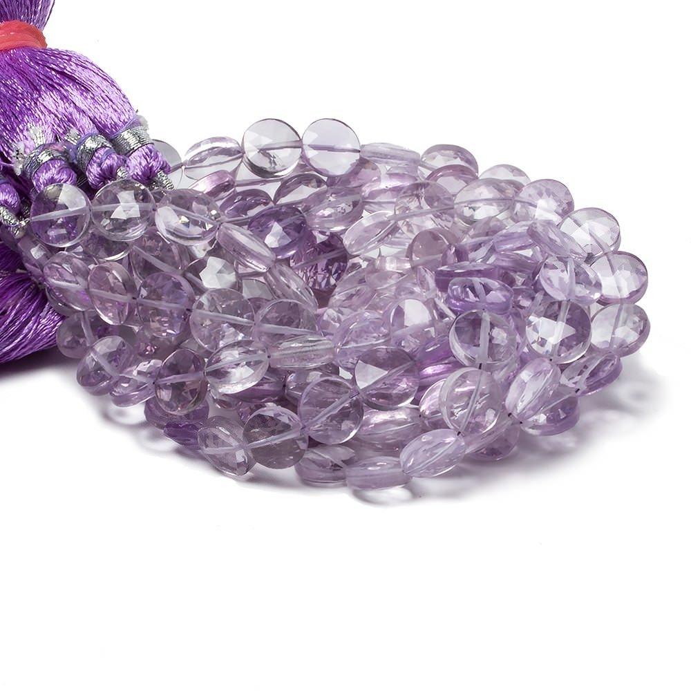 9mm Pink Amethyst faceted coin beads 8 inch 23 pieces - The Bead Traders