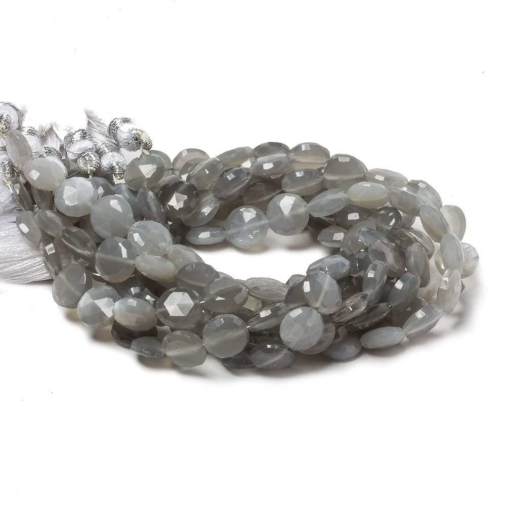 9mm Platinum Grey Moonstone Faceted Coins 8 inch 23 beads - The Bead Traders